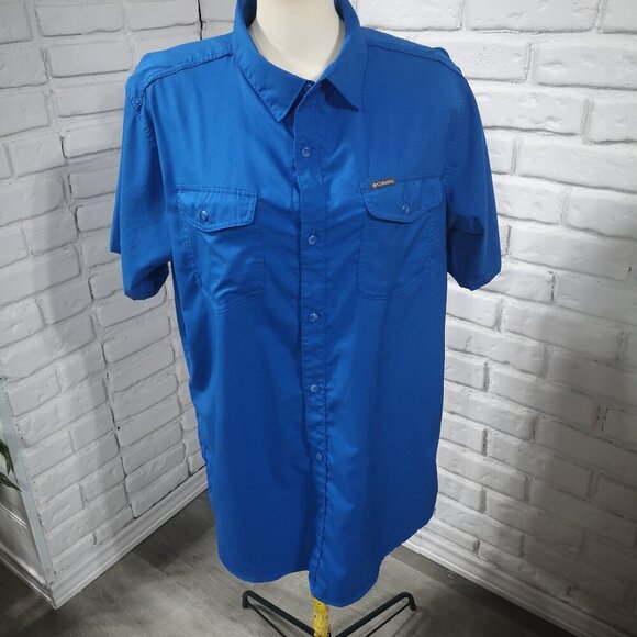 Columbia Omni-Wick Men's Size XL Royal Blue Button Front Shirt - Picture 1 of 11